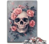 1000 Pieces Jigsaw Puzzle For Adults Teens Skull Rose Stress Reliever Staycation Kill Time with Matching Poster And Trivia Sheet 26x38cm