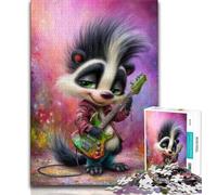 1000 Pieces Jigsaw Puzzle for Adults& Teens Skunk Playing Guitar,Educational Games Home Decoration for Is Ideal As A Gift for The Whole Family (38x26cm)