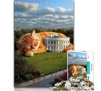1000 Pieces Jigsaw Puzzle For Adults Teens Sleeping Orange Cat Adult Puzzles,with Matching Poster And Trivia Sheet for And Age 14 Years Up (size 38x26cm)
