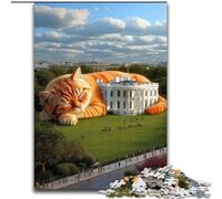 1000 Pieces Jigsaw Puzzle for Adults& Teens Sleeping Orange Cat, Family Activity Unique Home Decor And Gifts for Ages 14+ (Size 50x75cm)