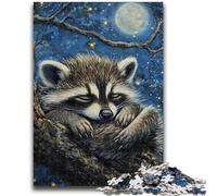 1000 Pieces Jigsaw Puzzle for Adults& Teens Sleeping Raccoon 1000 Piece Jigsaw,Challenging Game Gifts for Is Ideal As A Gift for The Whole Family (50x75cm)
