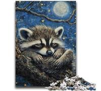 1000 Pieces Jigsaw Puzzle For Adults Teens Sleeping Raccoon for Age 14+ Intellectual Game Christmas Birthday Gifts 50x75cm