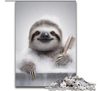 1000 Pieces Jigsaw Puzzle For Adults Teens Sloth Taking A Bath Educational Games Home Decoration Birthday Present, Gifts for Age 14+ (size 26x38cm)