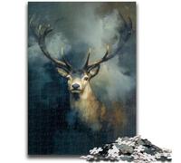 1000 Pieces Jigsaw Puzzle for Adults& Teens Smoke Deer Learning Educational Toy for Is Ideal As A Gift for The Whole Family 26x38cm