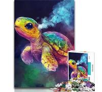 1000 Pieces Jigsaw Puzzle for Adults& Teens Smoke Turtle Teenager Puzzles,Family Entertainment Toys with Matching Poster And Trivia Sheet (size 38x26cm)