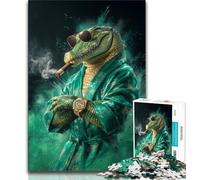 1000 Pieces Jigsaw Puzzle For Adults Teens Smoking Crocodile,Stress Reliever Difficult Challenge Every Piece Is Unique - Challenging Family Fun Game 38x26cm