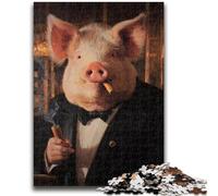 1000 Pieces Jigsaw Puzzle for Adults& Teens Smoking Pig 1000 Pieces for Adults,Fun Activity for Home, Rainy Days Toys, Birthday Gifts (26x38cm)