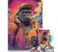 1000 Pieces Jigsaw Puzzle For Adults Teens Smoky Chimpanzee Jigsaw,Learning Educational Toys Family Games Gifts for Friends And Family 26x38cm