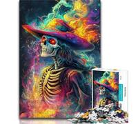 1000 Pieces Jigsaw Puzzle For Adults Teens Smoky Skull Adult Jigsaw,Challenging Game for The Whole for Women, Gifts for Men (size 75x50cm)
