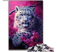 1000 Pieces Jigsaw Puzzle For Adults Teens Snow Leopard Challenging Game And Family Play with Fully Interlocking Randomly Shaped Pieces 26x38cm