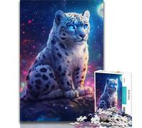 1000 Pieces Jigsaw Puzzle for Adults& Teens Snow Leopard Under The Moon Puzzles for Teenagers,Secret Santa Gifts for Age 14 Years Up 38x26cm