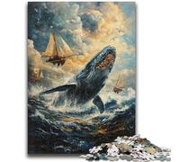 1000 Pieces Jigsaw Puzzle For Adults Teens Spiritual Whale Puzzles for Adults,Stress Reliever Staycation Kill Time Wishlist with Santa Claus (38x26cm)