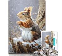 1000 Pieces Jigsaw Puzzle for Adults& Teens Squirrels in Winter 1000 Piece Jigsaw,Challenging Game Gifts for Is Ideal As A Gift for The Whole Family 26x38cm