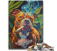 1000 Pieces Jigsaw Puzzle for Adults& Teens Staffordshire Bull Terrier Smoking Challenging Game And Family Play A Work of Art for Age 14 50X75CM