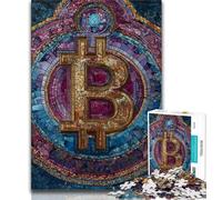 1000 Pieces Jigsaw Puzzle for Adults& Teens Stained Glass Bitcoin,for Educational Game Challenge Toy Birthday Present,Gifts,Wall Art (75x50cm)
