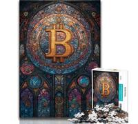 1000 Pieces Jigsaw Puzzle for Adults& Teens Stained Glass Bitcoin Teenager Jigsaw,Classic Educational Games Beautiful Decoration (size 38x26cm)