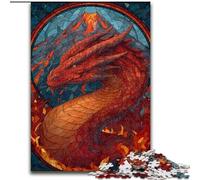 1000 Pieces Jigsaw Puzzle for Adults& Teens Stained Glass Dragon, Family Activity Unique Home Decor And Gifts for Ages 14+ (Size 26x38cm)