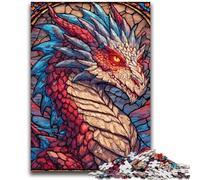 1000 Pieces Jigsaw Puzzle For Adults Teens Stained Glass Dragon for Age 14 Years And over Beautiful Design GameBeautiful Design Game Great Gift 26x38cm