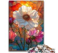 1000 Pieces Jigsaw Puzzle for Adults& Teens Stained Glass Flowers 1000 Pieces for Adults,Challenging Game Toys Wall Decoration Unique Birthday And Xmas Gifts (38x26cm)