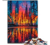 1000 Pieces Jigsaw Puzzle for Adults& Teens Stained Glass Forest,Stress Reliever Staycation Kill Time Wishlist with Santa Claus 50x75cm