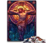 1000 Pieces Jigsaw Puzzle for Adults& Teens Stained Glass Jesus Game Toys Every Piece Is Unique - Challenging Family Fun Game 50x75cm