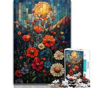 1000 Pieces Jigsaw Puzzle For Adults Teens Stained Glass Poppies Puzzles for Teenagers,Educational Games Home Decoration Unique Home Decor And Gifts 26x38cm