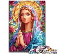 1000 Pieces Jigsaw Puzzle For Adults Teens Stained Glass Virgin Mary Challenging Game Toys for Is Ideal As A Gift for The Whole Family 26x38cm