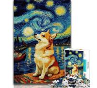 1000 Pieces Jigsaw Puzzle For Adults Teens Starry Night Adorable Huskies Adult Jigsaw,Family Activity Fun at Home Activities, Birthday Present,Travel Gifts (size 75x50cm)