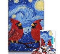 1000 Pieces Jigsaw Puzzle For Adults Teens Starry Night with Red Bird,Educational Games Home Decoration Educational Game for Birthday,Chrismas (75x50cm)