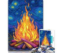 1000 Pieces Jigsaw Puzzle For Adults Teens Starry Sky Bonfire Puzzles for Adults,Educational Toy Funny Family Games Unique Home Decor 26x38cm