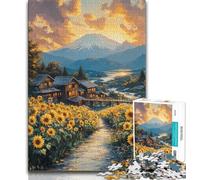 1000 Pieces Jigsaw Puzzle For Adults Teens Sunflower Landscape,Help The Brain Exercise Addictive Toys to Cultivate Patience Wall Decoration (38x26cm)