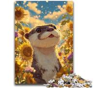 1000 Pieces Jigsaw Puzzle for Adults& Teens Sunflower Otter Adult Puzzles,Family Game Stress Reliever Difficult Challenge Suitable for Couples (50x75cm)