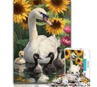 1000 Pieces Jigsaw Puzzle for Adults& Teens Sunflower Swan Teenager Jigsaw,Suitable for Desktop Decoration for And Age 14 (size 75x50cm)