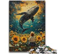 1000 Pieces Jigsaw Puzzle For Adults Teens Sunflowers And Whales Challenging To Complete But Fun And Humorous Unique Home Decor And Gifts 26x38cm