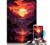 1000 Pieces Jigsaw Puzzle For Adults Teens Sunset over The City with Trees 1000 Piece Jigsaw,Birthday Present, Gifts, Wall Art for Ages 14+ (size 38x26cm)