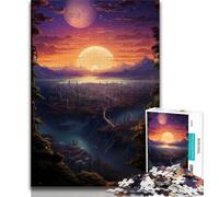 1000 Pieces Jigsaw Puzzle for Adults& Teens Sunset over The City with Trees Jigsaw,Stress Reliever Staycation Kill Time Home Decoration Toys (size 38x26cm)