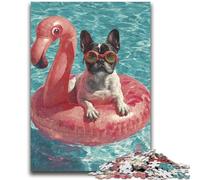 1000 Pieces Jigsaw Puzzle for Adults& Teens Swimming Pug Stress Reliever Difficult Challenge Enhance Love between Couples 50x75cm