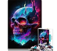 1000 Pieces Jigsaw Puzzle for Adults& Teens Synthwave Skull Teenager Puzzles,Family Entertainment Toys with Matching Poster And Trivia Sheet (size 38x26cm)
