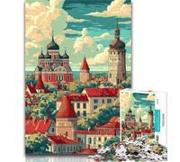 1000 Pieces Jigsaw Puzzle For Adults Teens Tallinn Estonia Puzzles for Adults,Educational Toy Funny Family Games Unique Home Decor 50x75cm