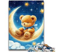 1000 Pieces Jigsaw Puzzle for Adults& Teens Teddy Bear on The Moon Learning Educational Toy for Is Ideal As A Gift for The Whole Family 26x38cm