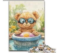 1000 Pieces Jigsaw Puzzle For Adults Teens Teddy Bear Sailing Walnut Shell Boat, Toys Educational Games Stress Relieving Unique Home Decor And Gifts (size 50x75cm)