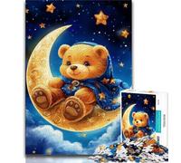 1000 Pieces Jigsaw Puzzle For Adults Teens Teddy Bear Sitting on The Moon 1000 Piece Puzzle,Game Toys Every Piece Is Unique - Challenging Family Fun Game (size 75x50cm)
