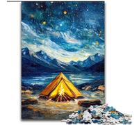 1000 Pieces Jigsaw Puzzle For Adults Teens Tent Under The Night Sky, Learning Educational Toys Unique Birthday And Gifts for Age 14+ (Size 50x75cm)
