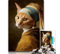 1000 Pieces Jigsaw Puzzle For Adults Teens The Bad Cat with Pearls,Family Entertainment Toys Is Ideal As A Gift for The Whole Family 38x26cm