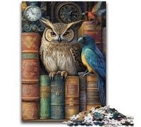 1000 Pieces Jigsaw Puzzle for Adults& Teens The Bookshelf Is An Owl Educational Games Home Decoration for Is Ideal As A Gift for The Whole Family 38x26cm