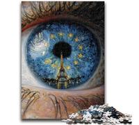 1000 Pieces Jigsaw Puzzle for Adults& Teens The Eiffel Tower in The Eyes 1000 Piece Puzzle,Birthday Present, Gifts, Wall Art for Ages 14+ (26x38cm)