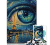 1000 Pieces Jigsaw Puzzle for Adults& Teens The Eiffel Tower in The Eyes,Learning Educational Toys Family Games Suitable for Desktop Decoration (38x26cm)