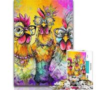 1000 Pieces Jigsaw Puzzle For Adults Teens Three Chickens, Fun at Home Activities,Artists Collection, Fine Art for Age 14 Years Up 38x26cm