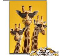 1000 Pieces Jigsaw Puzzle For Adults Teens Three Giraffes Wearing Glasses, Educational Games Home Decoration Suitable for Desktop Decoration (Size 50x75cm)