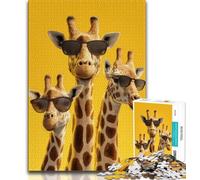 1000 Pieces Jigsaw Puzzle for Adults& Teens Three Giraffes Wearing Glasses,Learning Educational Toys Family Games Educational Game for Birthday,Chrismas (38x26cm)